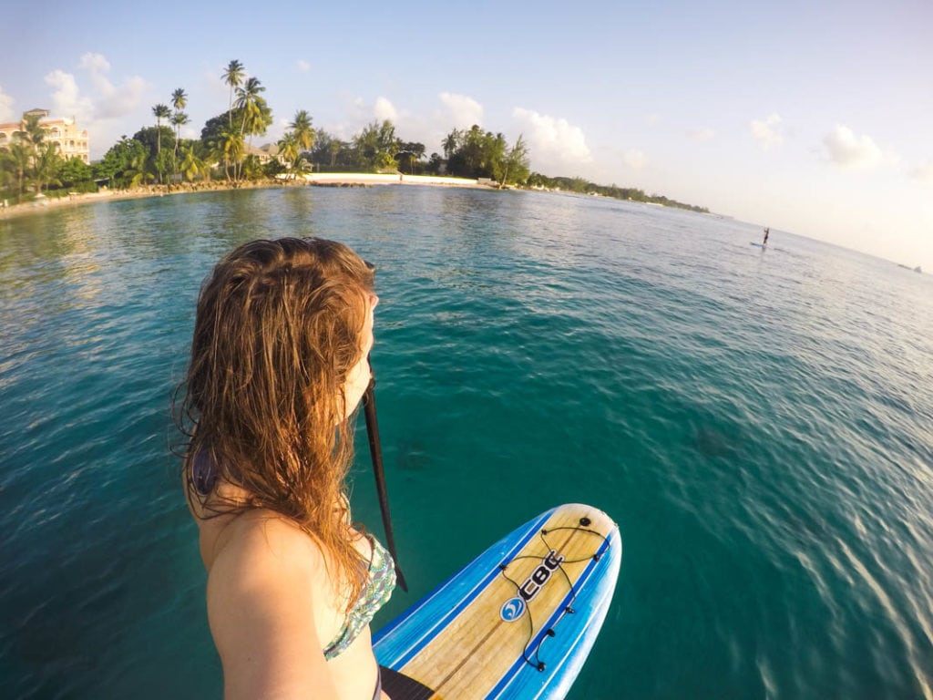 Paddleboarding in Barbados