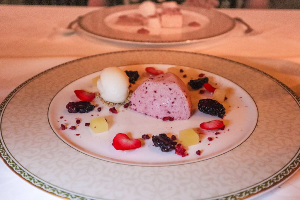 Blackberry parfait at Wernher Restaurant, Luton Hoo Hotel