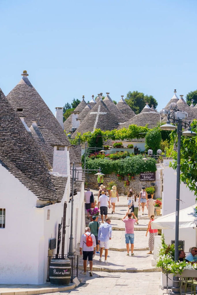 Busy streets of Alberobello